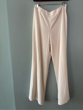 Talbots Vintage Cream Wide-Leg Lined Ponte Trousers Size 8 Minimalist Classic